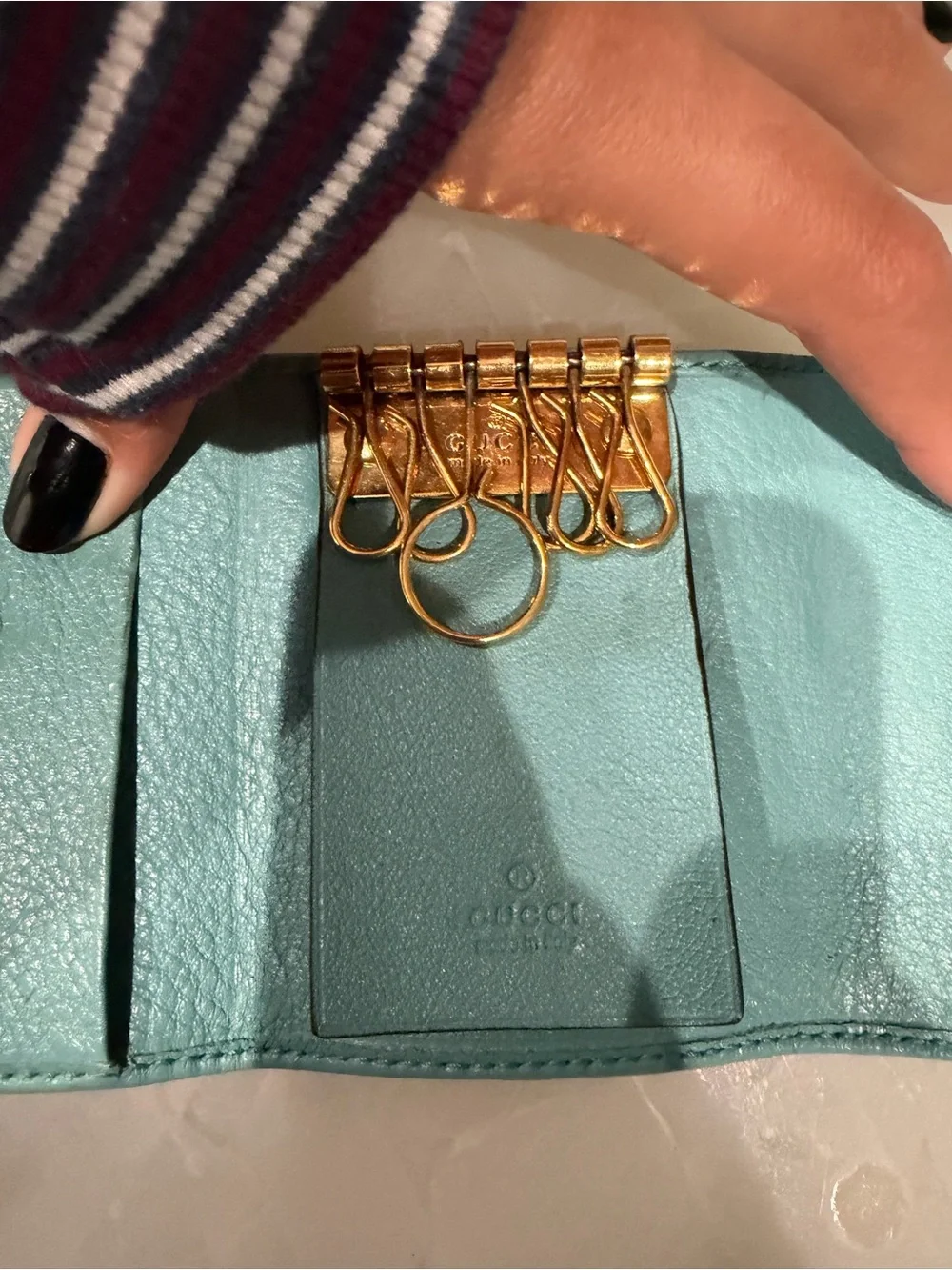 Gucci Teal Bamboo Trim Mini Wallet/Key Holder - Picture 5 of 5